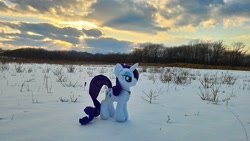 Size: 2048x1152 | Tagged: safe, artist:hihin1993, rarity, pony, irl, japan, photo, plushie, snow, solo