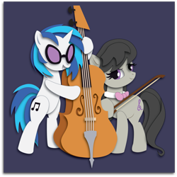 Size: 1863x1863 | Tagged: safe, artist:the-paper-pony, dj pon-3, octavia melody, vinyl scratch, earth pony, pony, cello, musical instrument