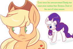 Size: 1250x850 | Tagged: safe, artist:sketchbox, applejack, coloratura, rarity, earth pony, pony, unicorn, ask, crying, female, lesbian, love triangle, rarajack, rarijack, sad, shipping, tumblr