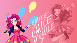 Size: 1600x900 | Tagged: artist needed, safe, artist:nicolasnsane, derpibooru import, edit, pinkie pie, human, cutie mark background, female, humanized, solo, vector, wallpaper, wallpaper edit