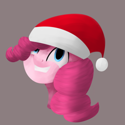 Size: 1600x1600 | Tagged: safe, artist:pieverous666, pinkie pie, earth pony, pony, bust, hat, portrait, santa hat, solo