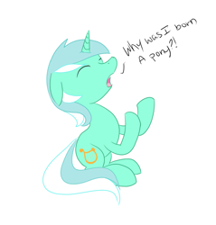 Size: 1853x1937 | Tagged: dead source, safe, artist:fribox, lyra heartstrings, pony, unicorn, eyes closed, female, humie, simple background, solo, white background, why