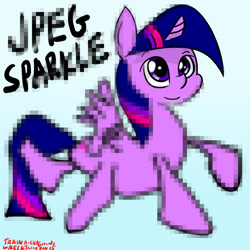 Size: 1000x1000 | Tagged: safe, artist:train wreck, derpibooru import, twilight sparkle, twilight sparkle (alicorn), alicorn, pony, female, mare, needs more jpeg, newbie artist training grounds, solo