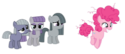 Size: 1024x448 | Tagged: safe, artist:alexa0118, limestone pie, marble pie, maud pie, pinkie pie, earth pony, pony, blank flank, confused, female, filly, filly pinkie pie, pie sisters, pronking, simple background, transparent background, vector, younger