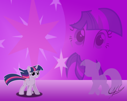 Size: 1280x1024 | Tagged: safe, artist:ponychaos13, derpibooru import, twilight sparkle, unicorn twilight, pony, unicorn, cutie mark, female, grin, mare, signature, smiling, wallpaper, zoom layer