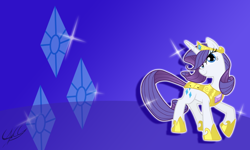 Size: 1000x600 | Tagged: safe, artist:equestria-prevails, artist:ponychaos13, derpibooru import, edit, rarity, pony, unicorn, armor, element of generosity, vector, wallpaper, wallpaper edit