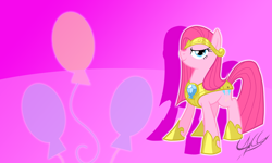 Size: 1000x600 | Tagged: safe, artist:equestria-prevails, artist:ponychaos13, derpibooru import, edit, pinkie pie, earth pony, pony, armor, element of laughter, vector, wallpaper, wallpaper edit