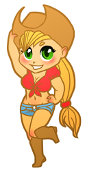 Size: 1086x2143 | Tagged: safe, artist:aubrace, applejack, human, chibi, humanized, solo