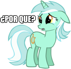 Size: 544x529 | Tagged: safe, lyra heartstrings, pony, unicorn, crying, female, horn, image macro, mare, spanish