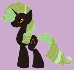 Size: 1280x1201 | Tagged: safe, artist:eeveeglaceon, rarity, pony, unicorn, brighter hair, brown eyeshadow, darkened coat, eyeshadow, female, green hair, invert rarity, inverted, inverted colors, inverted rarity, lavender background, light brown eye, lighter hair, makeup, purple background, rusty diamonds, sidemouth, simple background, solo, tumblr, tumblr:the sun has inverted