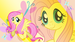 Size: 1280x720 | Tagged: safe, artist:ponychaos13, derpibooru import, fluttershy, pegasus, pony, cutie mark, wallpaper