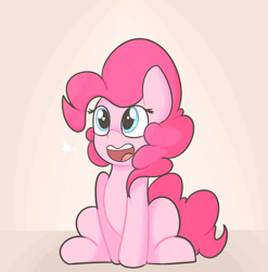 Size: 3440x3488 | Tagged: safe, artist:mr-degration, pinkie pie, earth pony, pony, open mouth, sitting, smiling, solo, stars