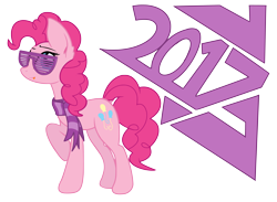 Size: 7598x5556 | Tagged: safe, artist:starstridepony, pinkie pie, earth pony, pony, 2017, absurd resolution, clothes, glasses, scarf, solo, sunglasses