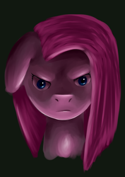 Size: 1024x1447 | Tagged: safe, artist:selftaughtartist1, pinkie pie, earth pony, pony, black background, bust, pinkamena diane pie, portrait, simple background, solo