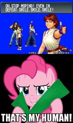 Size: 304x511 | Tagged: safe, pinkie pie, earth pony, pony, crossover, kof, meme, smile song, that's my x