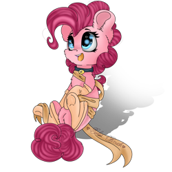 Size: 2048x2048 | Tagged: safe, artist:colorbrush, pinkie pie, earth pony, pony, bell, bell collar, cheek fluff, chest fluff, clothes, collar, cute, diapinkes, ear fluff, heart eyes, high res, leg fluff, ribbon, simple background, smiling, socks, solo, transparent background, wingding eyes