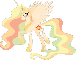 Size: 840x661 | Tagged: safe, artist:westrail642fan, princess celestia, alicorn, pony, alternate timeline, alternate universe, ethereal mane, female, hoof shoes, mare, peytral, queen celestia, raised hoof, rise and fall, simple background, solo, spread wings, stock vector, transparent background, wings