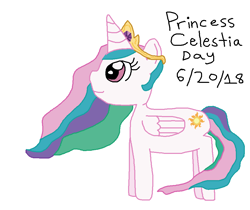 Size: 970x816 | Tagged: safe, artist:nightshadowmlp, princess celestia, alicorn, pony, celestia day, simple background, smiling, solo, text