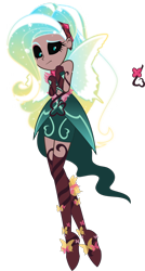 Size: 3796x7062 | Tagged: safe, artist:orin331, fluttershy, gaea everfree, equestria girls, legend of everfree, absurd resolution, alternate universe, clothes, floating, gaea fluttershy, simple background, sleeveless, solo, transparent background