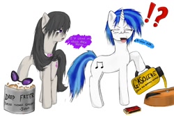 Size: 1200x800 | Tagged: safe, artist:hewhoerasesmost, dj pon-3, octavia melody, vinyl scratch, earth pony, pony, gasoline