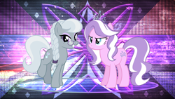 Size: 3840x2160 | Tagged: safe, artist:cheezedoodle96, artist:kraysee, artist:laszlvfx, derpibooru import, edit, diamond tiara, silver spoon, earth pony, pony, braid, duo, female, glasses, mare, older, older diamond tiara, older silver spoon, wallpaper, wallpaper edit