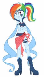 Size: 1280x2237 | Tagged: safe, artist:machakar52, derpibooru import, rainbow dash, human, equestria girls, alternate hairstyle, boots, clothes, crossed arms, crossover, disenchantix, hairstyle, high heel boots, high heels, ponytail, rainbow s.r.l, shoes, simple background, solo, white background, winx club