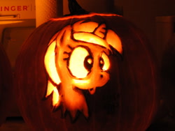 Size: 900x675 | Tagged: safe, artist:xkappax, lyra heartstrings, carving, cute, jack-o-lantern, pumpkin