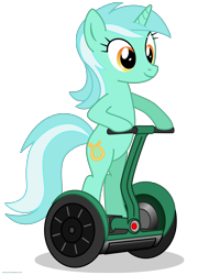 Size: 1600x2000 | Tagged: safe, artist:larsurus, lyra heartstrings, pony, unicorn, bipedal, bipedal leaning, human behavior, leaning, segway, simple background, solo, transparent background