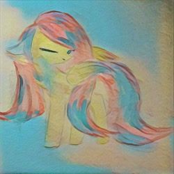 Size: 580x580 | Tagged: safe, artist:midnightscram, fluttershy, pegasus, pony, floppy ears, head turn, looking at you, no mouth, one eye closed, solo