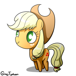 Size: 1300x1300 | Tagged: safe, artist:graytyphoon, applejack, earth pony, pony, chibi, female, mare, solo