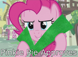 Size: 734x540 | Tagged: safe, pinkie pie, earth pony, pony, check, female, mare, meme, pink coat, pink mane, solo