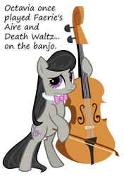 Size: 1250x1771 | Tagged: safe, octavia melody, earth pony, pony, banjo, bow (instrument), bowtie, cello, cello bow, cutie mark, female, glorious cello princess, hooves, insane pony thread, mare, musical instrument, simple background, solo, text, transparent background, tumblr, vector