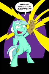 Size: 1200x1823 | Tagged: safe, artist:prinnywesker, lyra heartstrings, hand, infinity gauntlet, marvel, that pony sure does love hands, xk-class end-of-the-world scenario