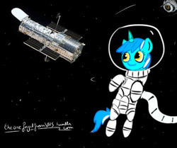 Size: 500x417 | Tagged: safe, artist:theoneforgedfromvhs, lyra heartstrings, pony, unicorn, astronaut, female, horn, mare, space