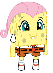 Size: 766x1044 | Tagged: artist needed, safe, fluttershy, pegasus, pony, my waifus have fused, simple background, solo, spongebob squarepants, transparent background, what has science done