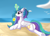 Size: 3000x2180 | Tagged: safe, artist:orangejuicerus, princess celestia, alicorn, pony, beach, drinking, drinking straw, female, glowing horn, magic, mare, missing accessory, prone, smiling, solo, sploot, underhoof