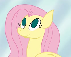 Size: 1836x1479 | Tagged: safe, artist:ilovekimpossiblealot, artist:minty25, fluttershy, pegasus, pony, bust, colored, looking up, no catchlights, no pupils, portrait, smiling, solo