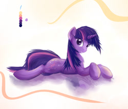 Size: 1418x1200 | Tagged: safe, artist:scootiebloom, derpibooru import, twilight sparkle, fluffy, messy mane, prone, solo