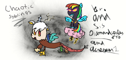 Size: 1301x619 | Tagged: safe, artist:diamondvortex890, derpibooru import, discord, rainbow dash, draconequus, pegasus, pony, clothes, costume, shadowbolt dash, shadowbolts costume, traditional art