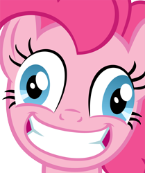 Size: 10379x12394 | Tagged: safe, artist:cyanlightning, pinkie pie, earth pony, pony, ppov, .svg available, absurd resolution, close-up, insanity, looking at you, simple background, solo, transparent background, vector