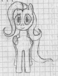 Size: 1292x1702 | Tagged: safe, artist:mfg637, fluttershy, pegasus, pony, lineart, lined paper, pencil drawing, solo, traditional art