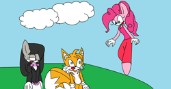 Size: 1644x852 | Tagged: safe, artist:blackmasterelite15, octavia melody, pinkie pie, anthro, crossover, miles "tails" prower, sonic the hedgehog (series), sonicified