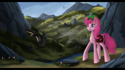 Size: 3920x2205 | Tagged: safe, artist:dezdark, gummy, pinkie pie, earth pony, pony, nature, scenery