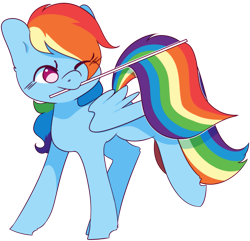 Size: 1611x1555 | Tagged: safe, artist:hellscrossing, derpibooru import, rainbow dash, pegasus, pony, one eye closed, pride, pride flag, pride month, simple background, solo, transparent background, wink