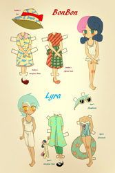 Size: 2000x3000 | Tagged: safe, artist:dmsal1818, bon bon, lyra heartstrings, sweetie drops, blushing, clothes, craft, doll, dress, high res, humanized, paper, papercraft, skinny