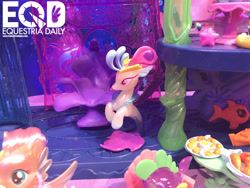 Size: 1200x900 | Tagged: safe, fluttershy, queen novo, spike, fish, seapony (g4), my little pony: the movie, brushable, canterlot & seaquestria castle, equestria daily, irl, photo, playset, puffer fish, seaponified, seapony fluttershy, species swap, spike the pufferfish, toy, toy fair, toy fair 2017