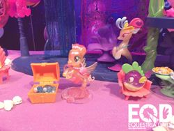 Size: 1200x900 | Tagged: safe, fluttershy, queen novo, spike, seapony (g4), my little pony: the movie, brushable, canterlot & seaquestria castle, equestria daily, irl, photo, playset, puffer fish, seaponified, seapony fluttershy, seashell, species swap, spike the pufferfish, toy, toy fair, toy fair 2017