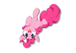 Size: 500x350 | Tagged: safe, artist:lilapudelpony, pinkie pie, earth pony, pony, cute, diapinkes, happy, on back, open mouth, pixel art, ponk, silly, simple background, solo, transparent background, upside down