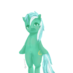 Size: 1000x1000 | Tagged: safe, artist:doppelgaenger, artist:doppelgangsta, lyra heartstrings, pony, unicorn, female, green coat, horn, mare, two toned mane