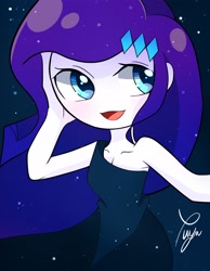 Size: 1588x2048 | Tagged: safe, artist:yuyutsuka_0130, rarity, equestria girls, the other side, clothes, dress, female, looking at you, night, solo, stars